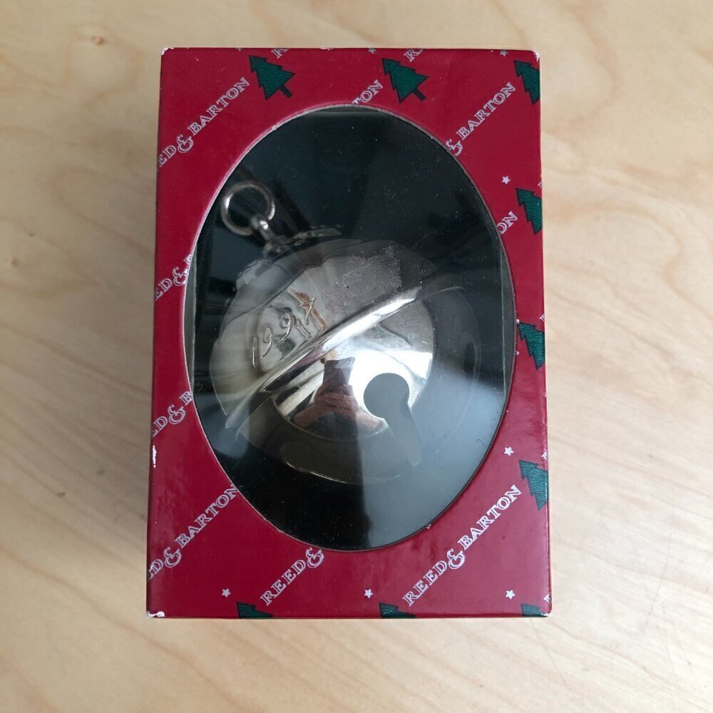 Vintage 1997 Holly Bell by Reed & Barton Silver Plated Christmas Ornament in Box
